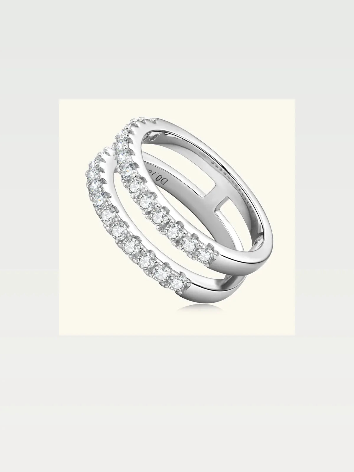925 Sterling Silver Moissanite Double Layered Ring — styled showcase — Livostyle