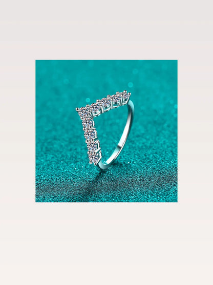 925 Sterling Silver Moissanite V Shape Ring — styled showcase — Livostyle