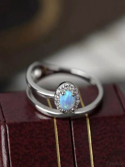 925 Sterling Silver Opal Ring — detail view — Livostyle
