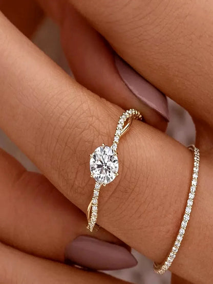 925 Sterling Silver Zircon Ring — detail view — Livostyle