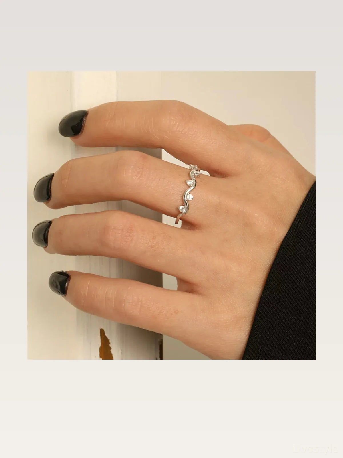 925 Sterling Silver Zircon Wave Ring — styled showcase — Livostyle