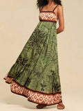 Tropical Print Maxi Cami Dress in Moss