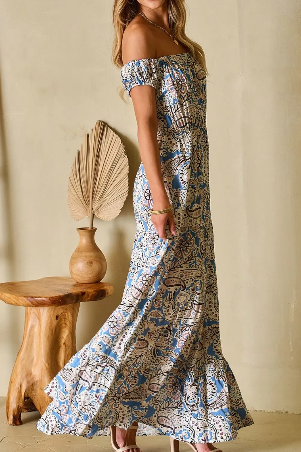 Boho Paisley Print Off-Shoulder Maxi Dress – photo 5