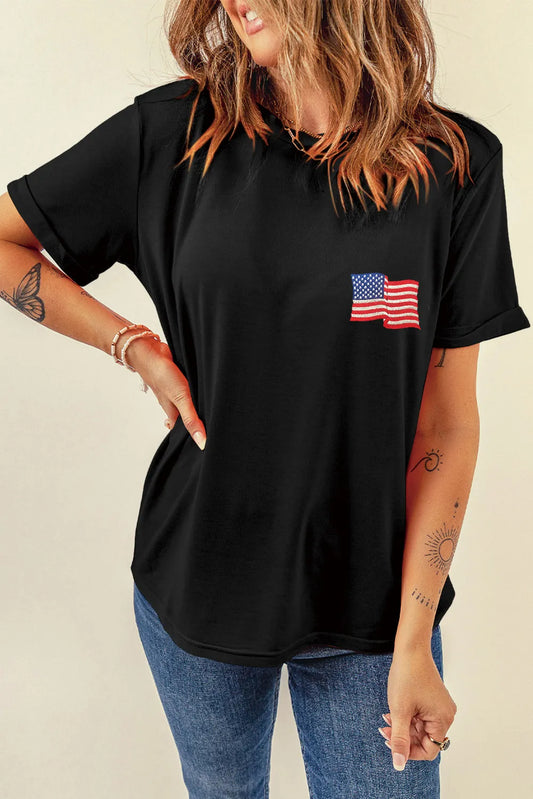 US Flag Round Neck Short Sleeve T-Shirt — Livostyle