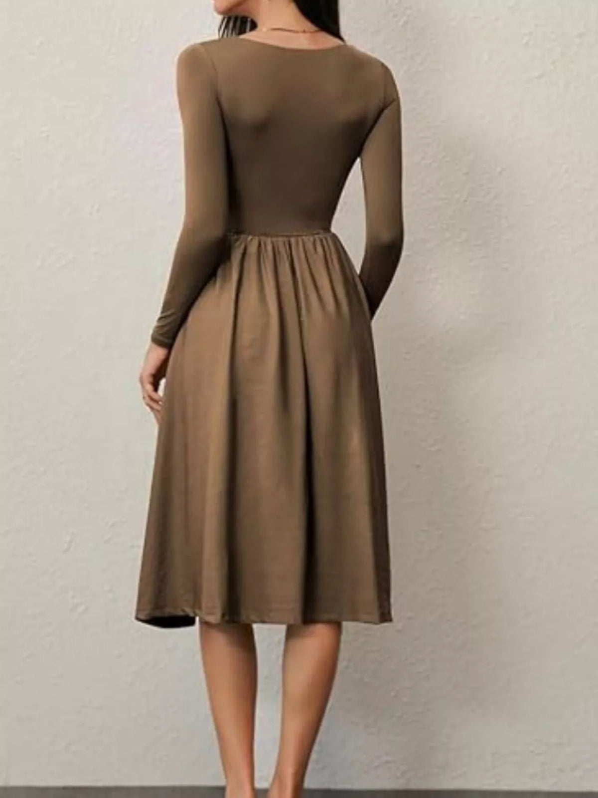 Square Neck Long Sleeve Midi Dress in Cotton Blend – photo 18
