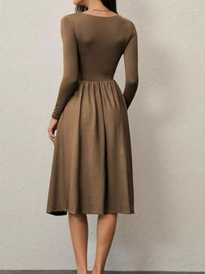 Square Neck Long Sleeve Midi Dress in Cotton Blend – photo 18