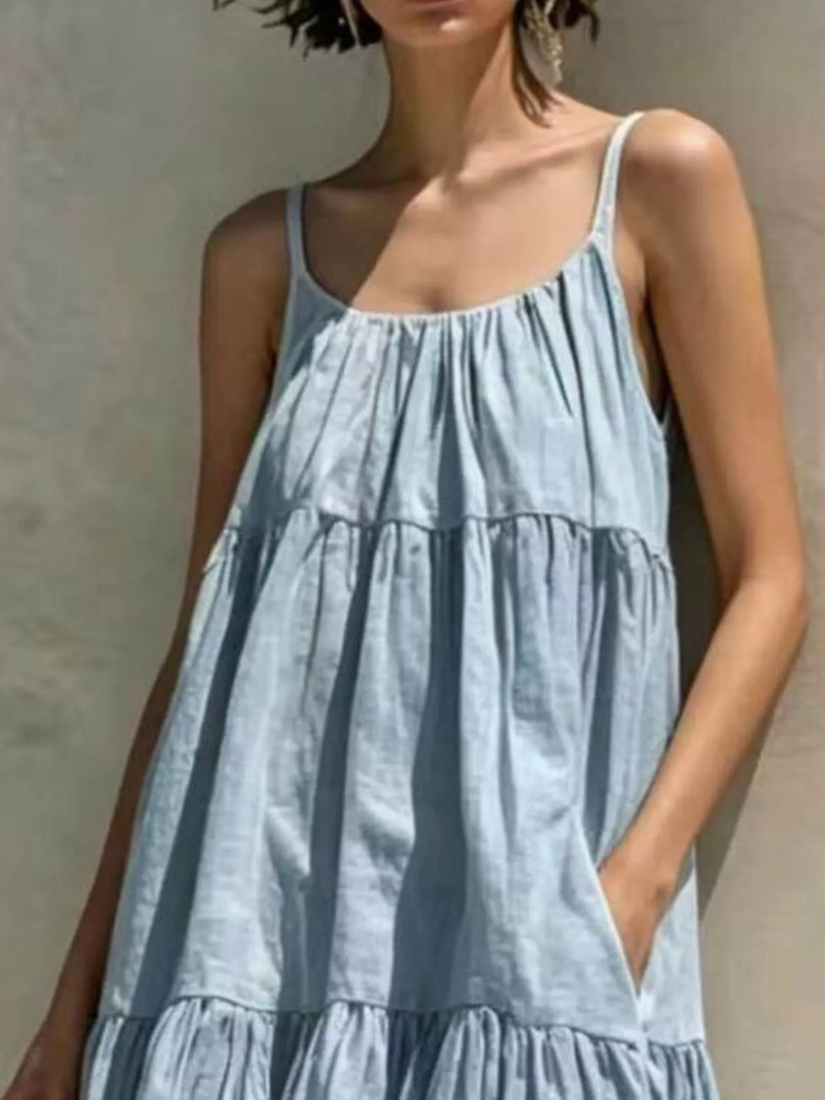 Tiered Scoop Neck Maxi Dress with Pockets – photo 3