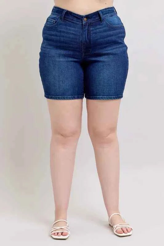 Judy Blue Full Size High Waist V-Front Bermuda Plus Size