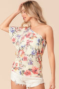 Elegant Floral Jersey Top with Ruffle Sleeves — Livostyle