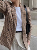 Plaid Lapel Collar Long Sleeve Blazer — Livostyle