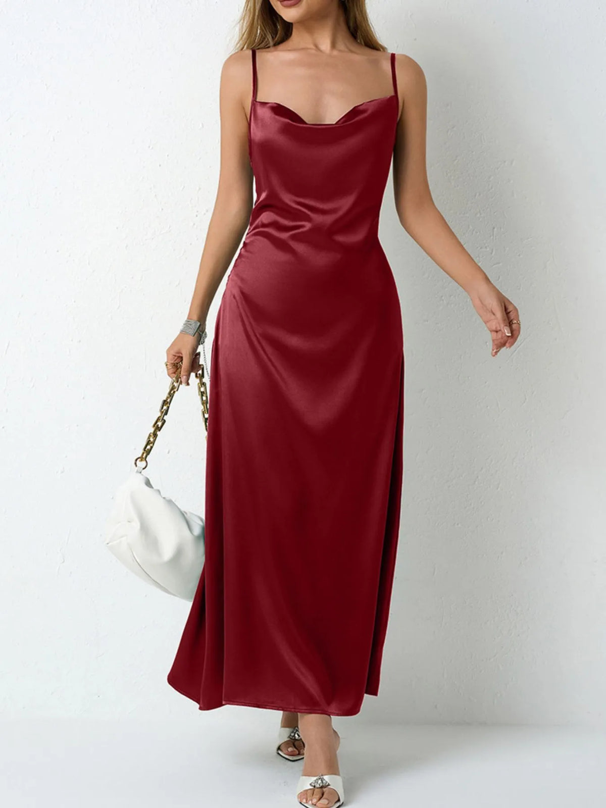 Satin Cowl Neck Cami Dress – photo 15
