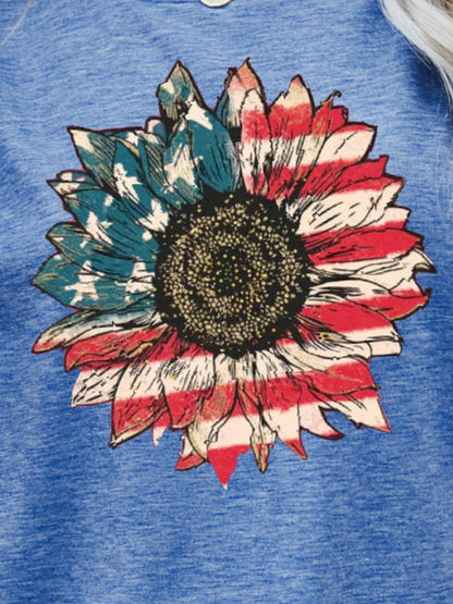 US Flag Flower Graphic Tee back view — Livostyle
