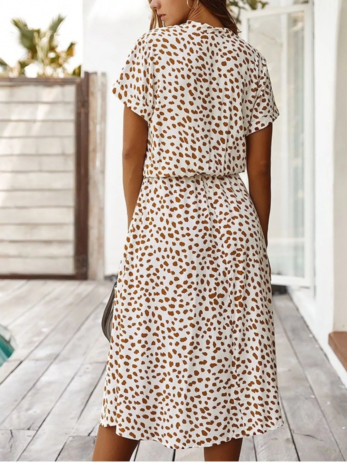 Animal Print Drawstring Waist Midi Dress – photo 2