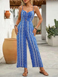 Printed Spaghetti Strap Wide Leg Jumpsuit — Livostyle