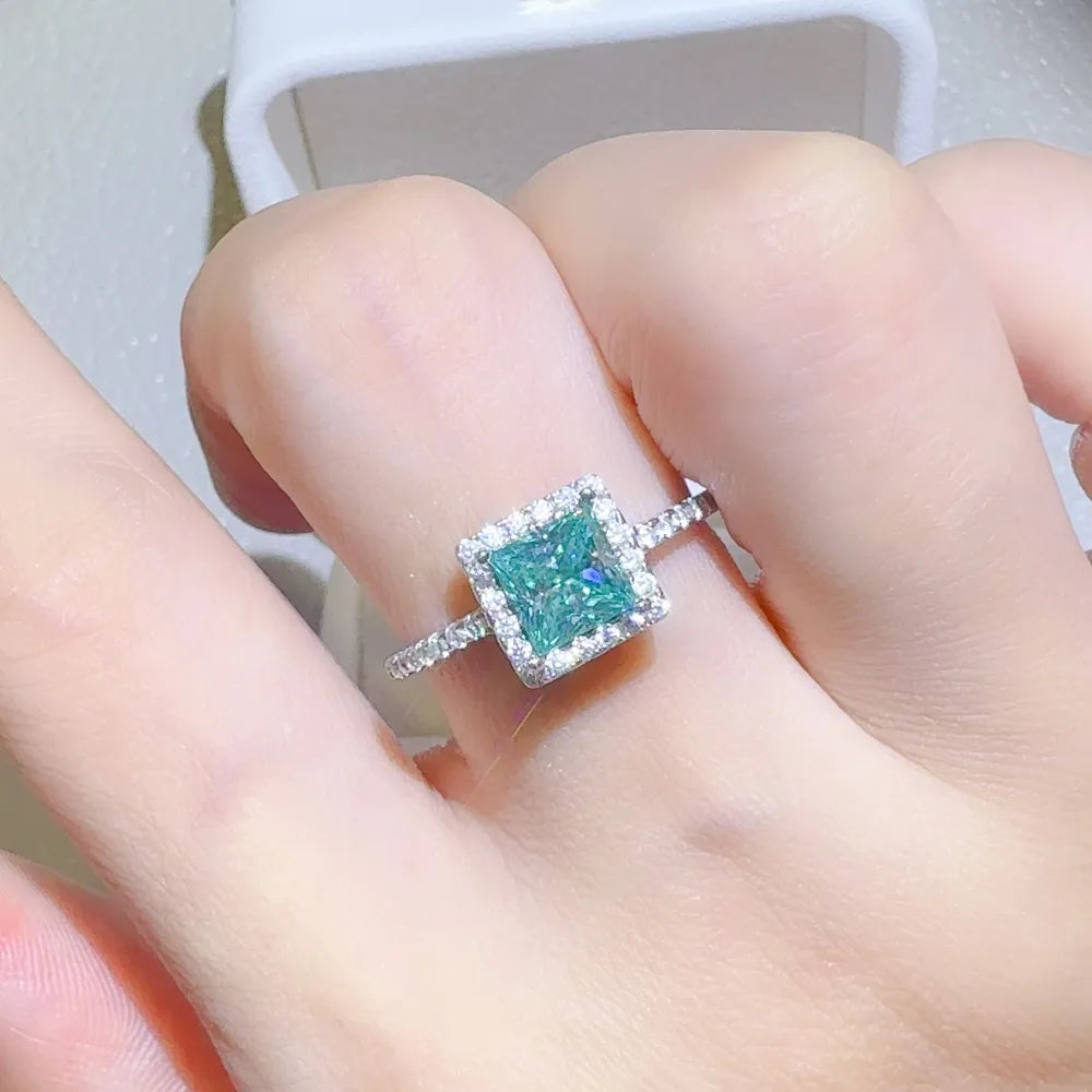 2 Carat 925 Sterling Silver Moissanite Square Shape Ring — Livostyle