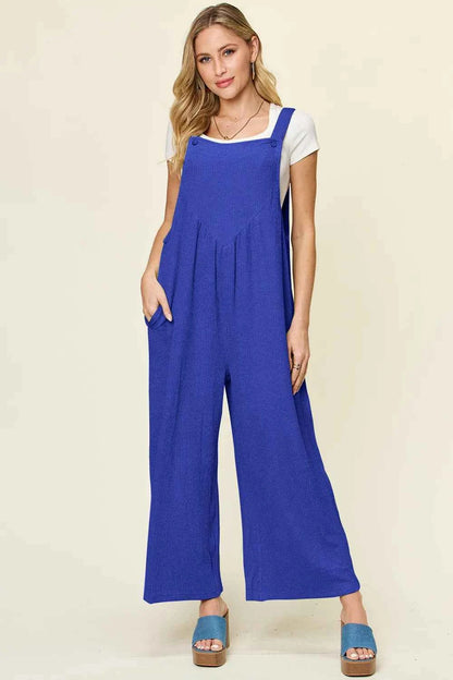 Texture Sleeveless Wide Leg Overall — Livostyle