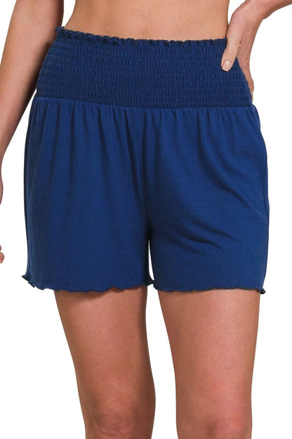 Elastic Waist Smocked Shorts — Livostyle