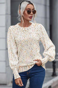Heathered Round Neck Lantern Sleeve Sweater — Livostyle