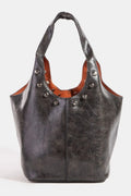 Weathered Faux Leather And Studs Bucket Bag — Livostyle
