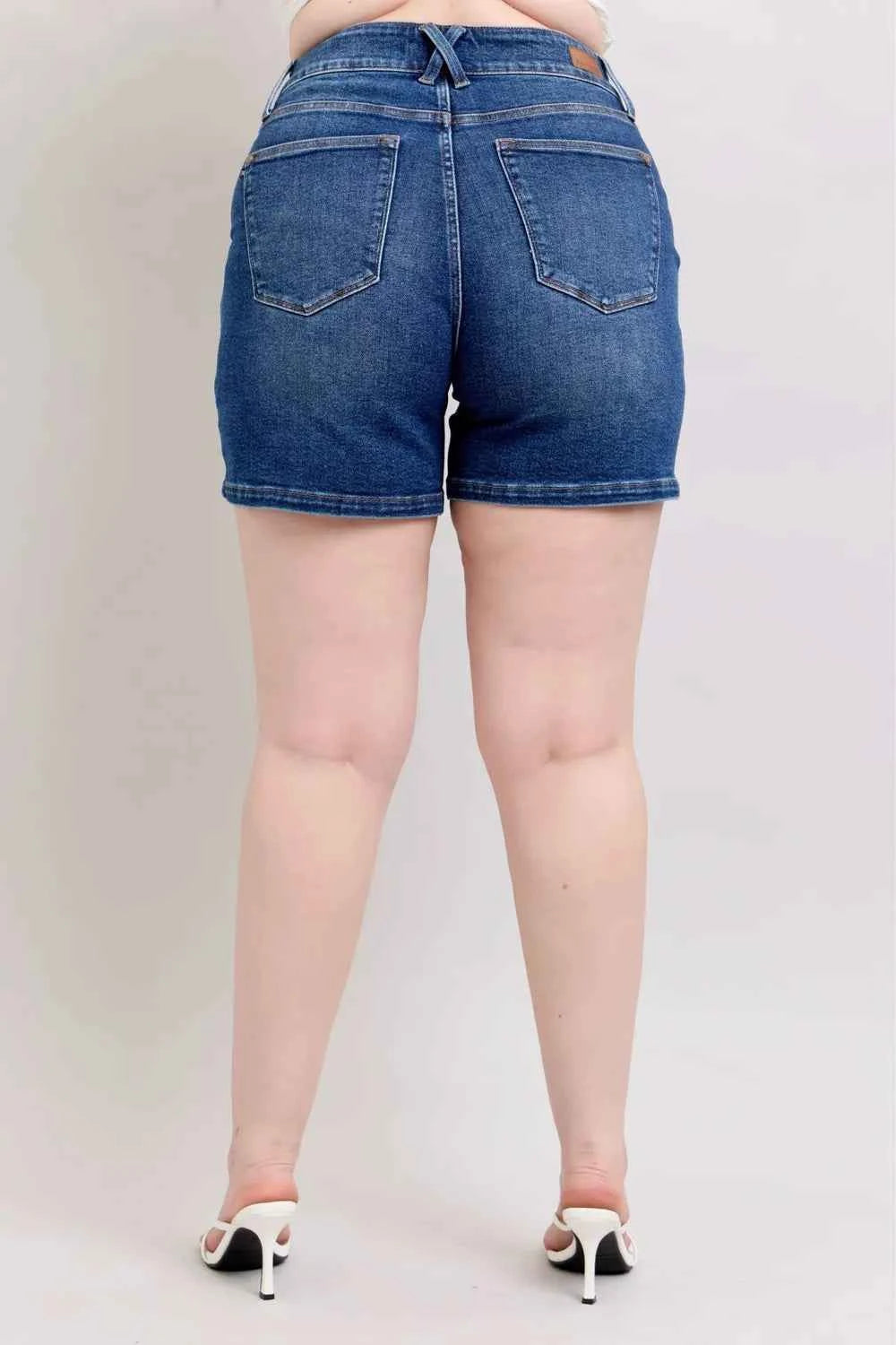 Judy Blue Full Size Double Button Waistband Denim Shorts Plus Size