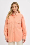 Button Down Long Sleeve Denim Shacket with Chest Pockets — Livostyle