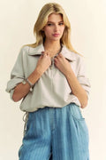 Stylish Half Zip Raglan Sleeve Sweatshirt with Drawstring Hem — Livostyle