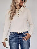 Collared Neck Buttoned Long Sleeve Top — Livostyle