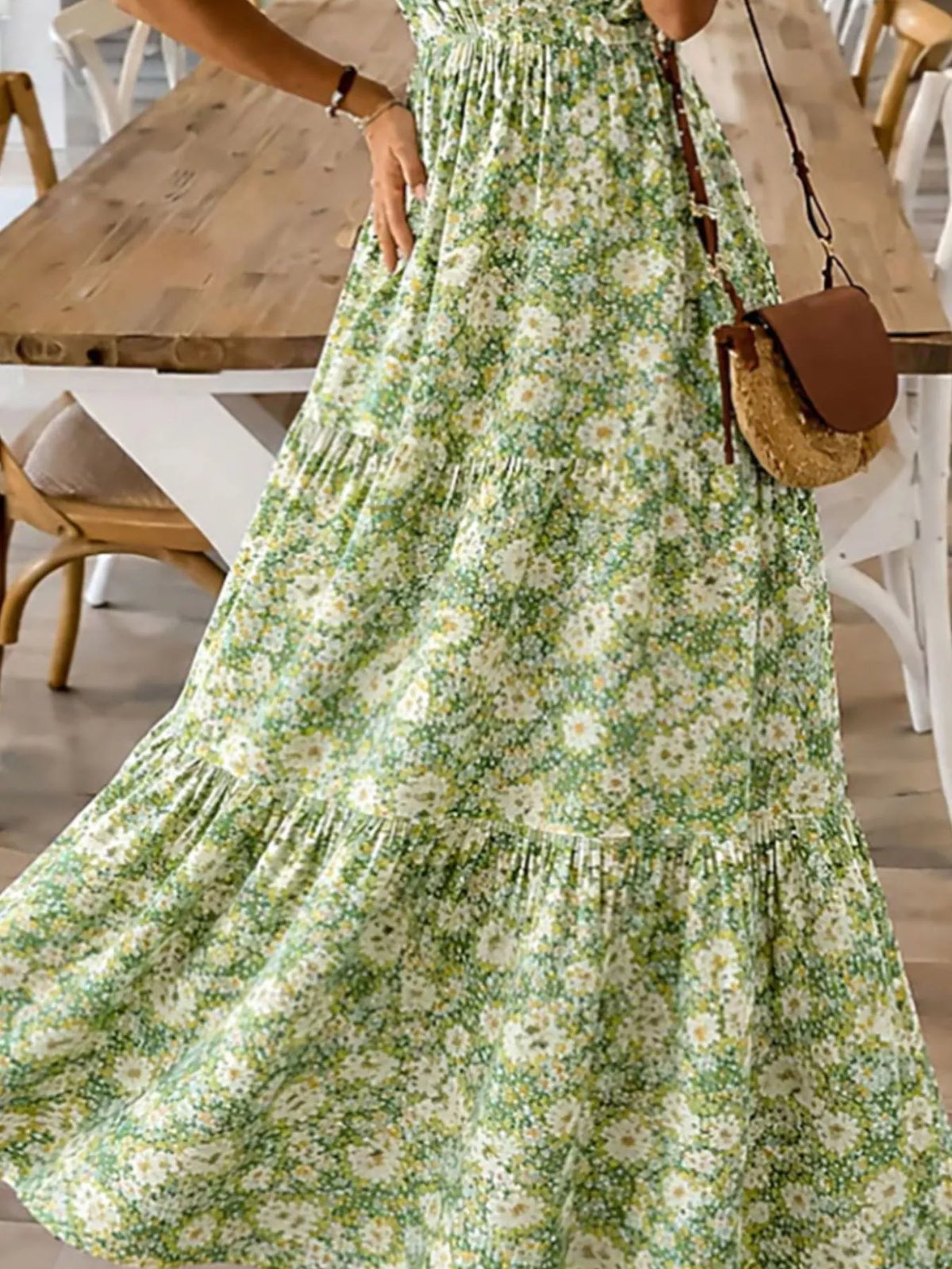 Floral Tiered Ruched Maxi Dress with Spaghetti Straps – photo 8