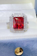 2 Carat Moissanite 925 Sterling Silver Ring — Red Cocktail Halo — Livostyle