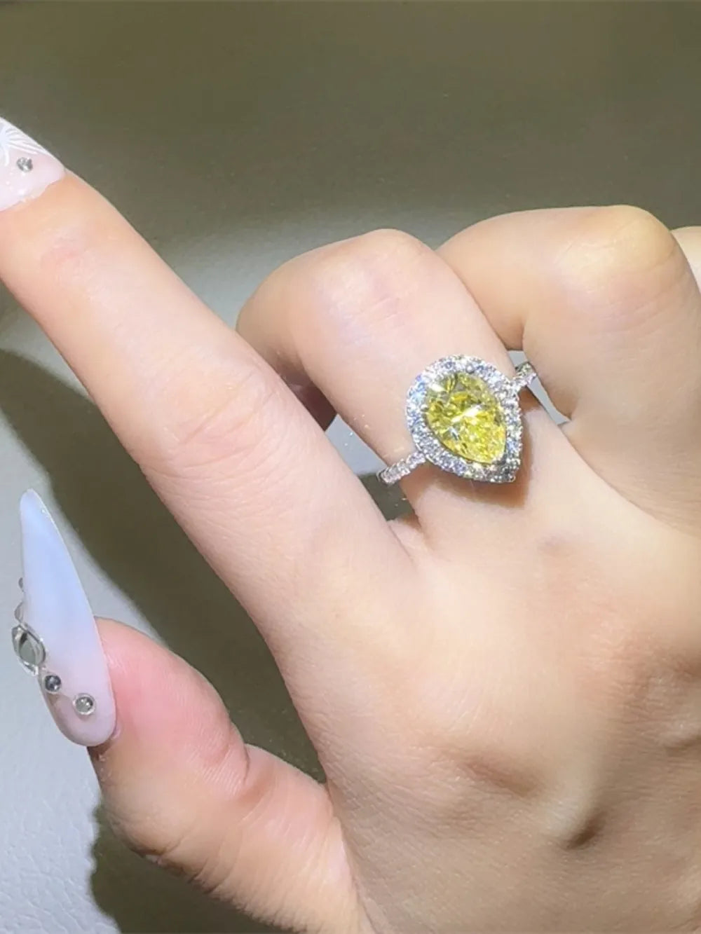 2 Carat Moissanite 925 Sterling Silver Teardrop Shape Ring — Livostyle