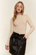Elegant Half-Button Long Sleeve Bodysuit with Round Neck — Livostyle
