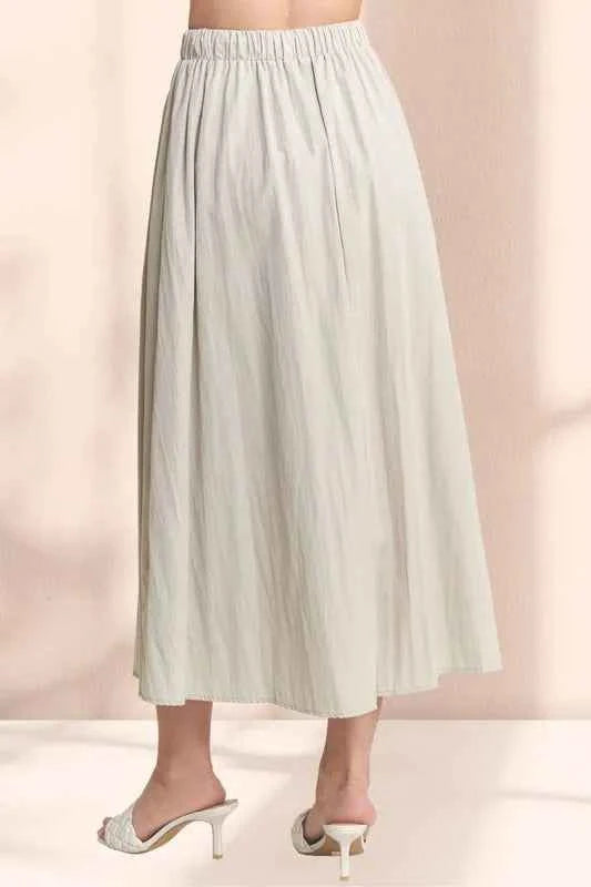 ADORA Drawstring Waist Crinkle Maxi Skirt