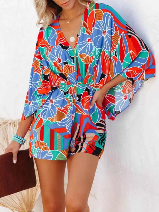 Oversized Tied Back Printed Romper
