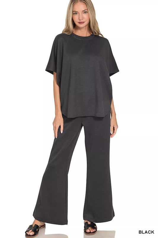 Scuba Curbed Hem Top & Pants Set — Livostyle