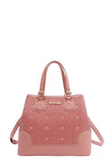 Monogram Pattern Handbag with Rhinestones Decor — Livostyle