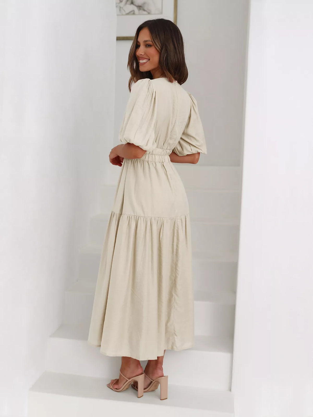 Tiered Puff Sleeve Midi Dress – photo 8
