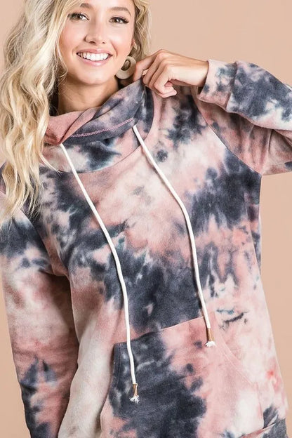 Stylish Overlapped Turtleneck in Vibrant Tie-Dye Print — Livostyle