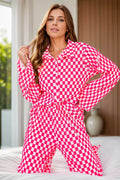 Checkered Button Up Top and Pants Lounge Set — Livostyle
