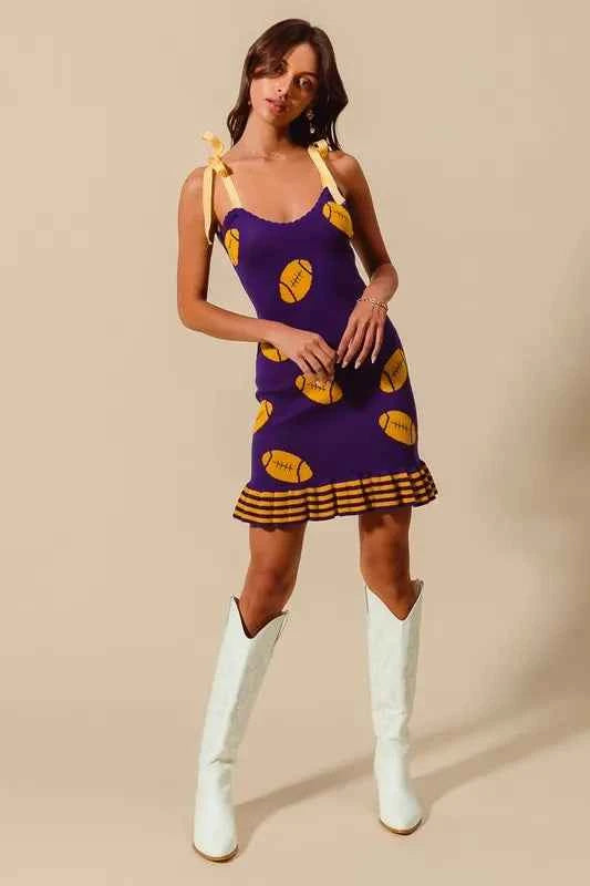 SO ME Gameday Football Knitted Mini Dress