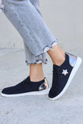 Stylish Star Detailing Lace-Up Flat Sneakers — Livostyle
