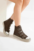 Trendy Punk-Inspired Multi-Buckle Studded Platform Sneakers — Livostyle