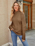 Cable-Knit Mock Neck Sweater — Livostyle