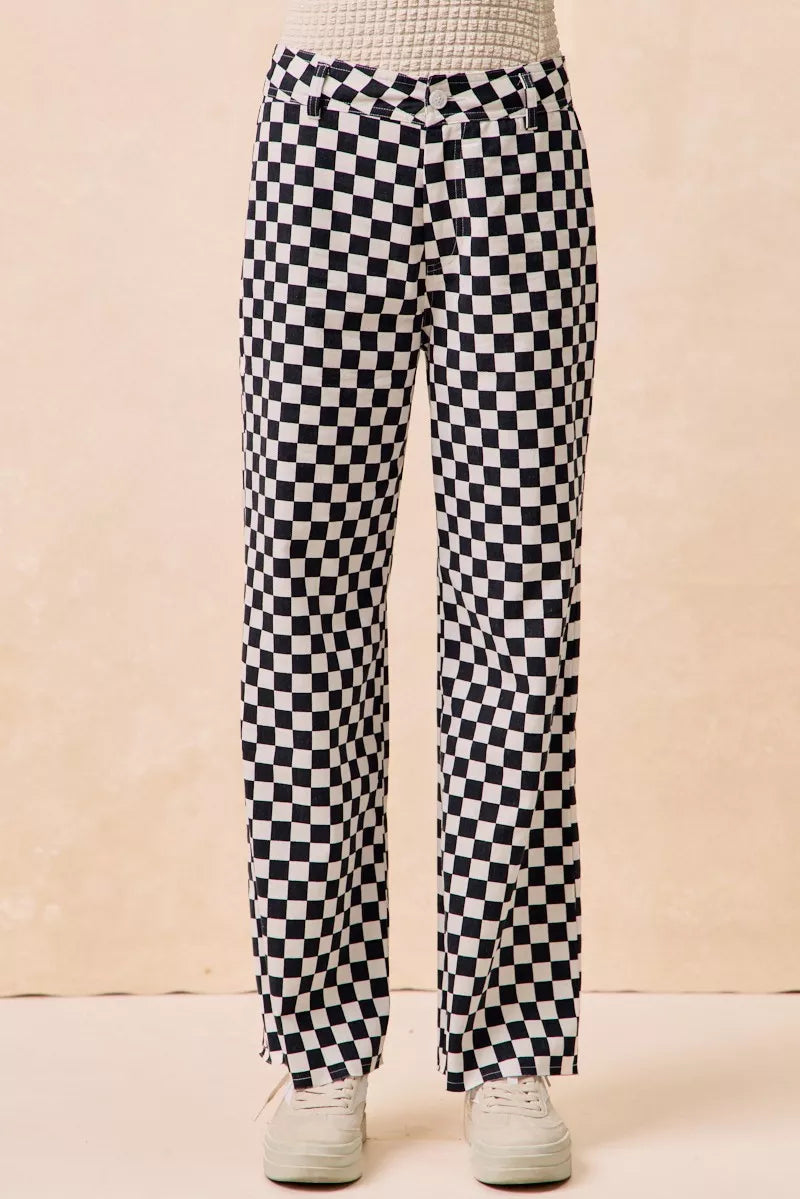 Gameday Theme Checkered Printed Pants — Livostyle