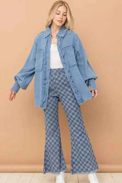 Checkerboard High Waist Bell Pants — Livostyle