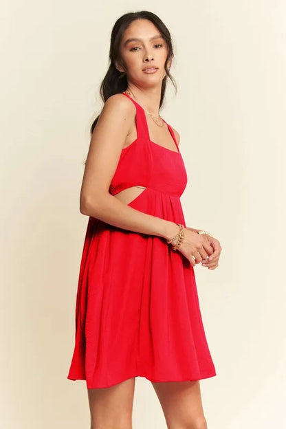 Orange Washed Satin Cutout Bandeau Mini Dress – photo 2