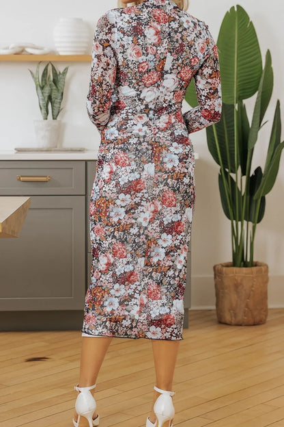 Printed Slim Long Sleeve Midi Dress – photo 4