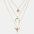 Alloy Three-Layered Bull Head Pendant Necklace — Livostyle