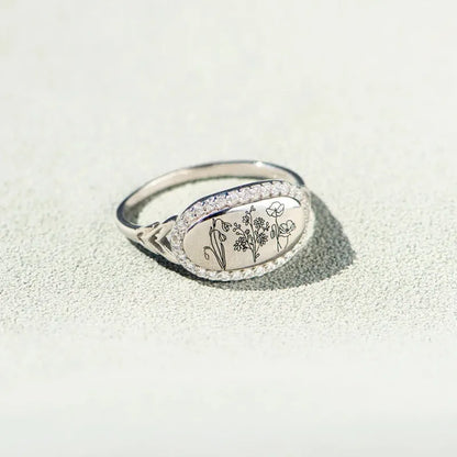 Flower Epoxy Gum Oil Inlaid Zircon Ring — Livostyle