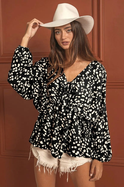 Chic Leopard Print V-Neck Top with Tie-Straps — Livostyle