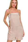 Washed Linen Knot Strap Rompers — Livostyle